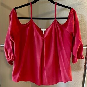 Joie Silk Cold Shoulder Blouse | Red | Medium